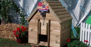 Chicken coup at the show demonstrating the Dawn Till Dusk Automatic Door 
